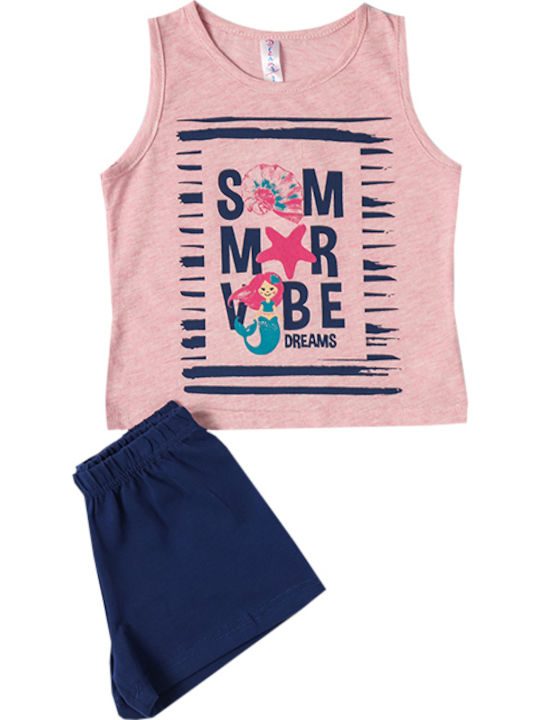 Dreams by Joyce Set Top & Bottom Kids Summer Pyjamas Pink