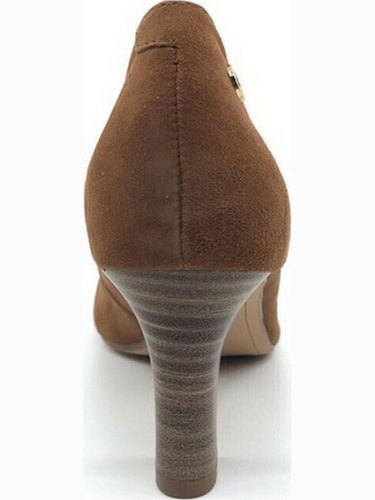 Suede Tabac Brown Medium Heels