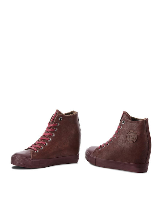 Big Star Piele Ghete dama Platforma Burgundy