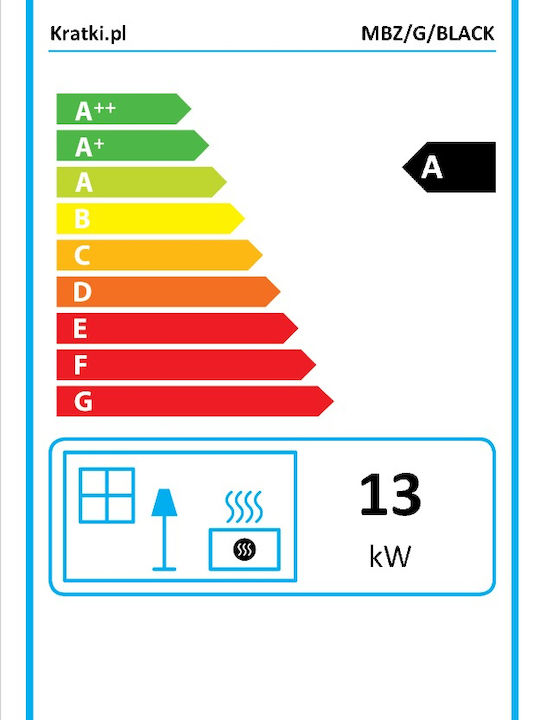 Kratki MBZ G Ενεργειακό Τζάκι Ξύλου Αερόθερμο 13kW Δεξιά Γωνία με Συρόμενη Πόρτα Black