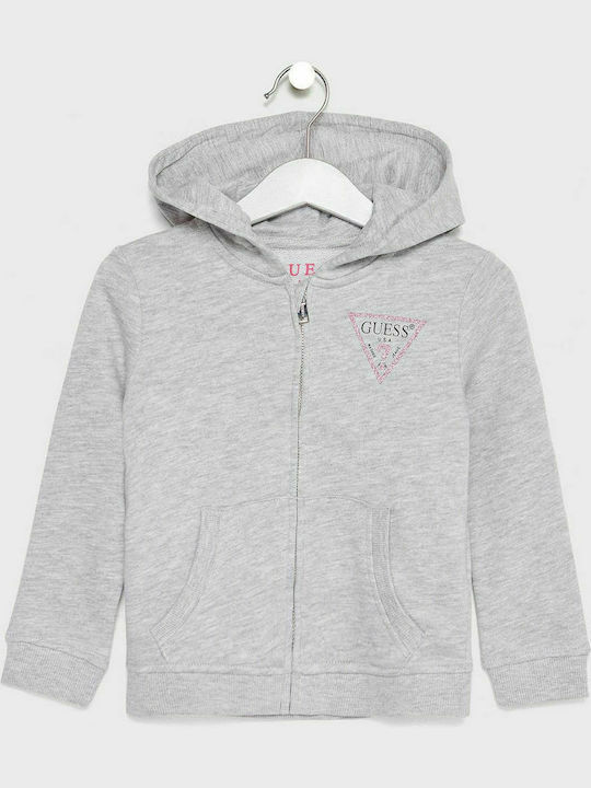 Guess Kids Cardigan Sweatshirts Fleece Hooded Gray Core