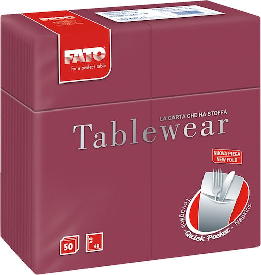 Fato Airlaid Utensil Case Burgundy 40x40cm 50pcs
