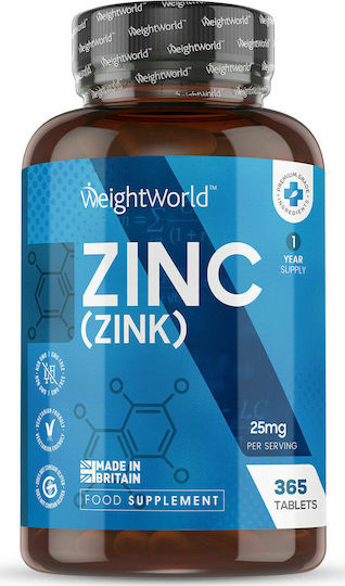 WeightWorld Zinc 25mg 365 Registerkarten