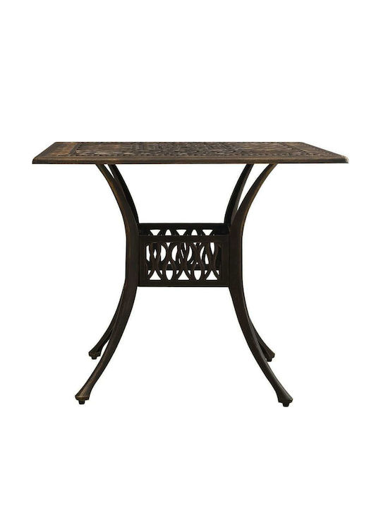 Wrought Iron Garden Table for Small Outdoor Spaces Aluminum Bronze 90x90x73cm