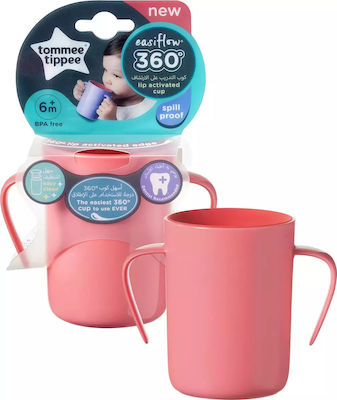 Tommee Tippee Παιδικό Ποτηράκι "Easiflow 360°" από Πλαστικό Ροζ 200ml για 6m+