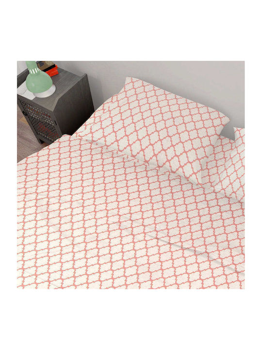 Dimcol Bettbezug Baumwolle Über-Doppelbett 220x240 Windows White - Coral