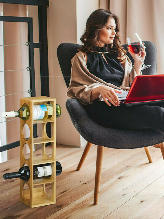 Relaxdays Επιδαπέδια Μπουκαλοθήκη Ξύλινη για 5 Μπουκάλια Καφέ 12x14x53εκ.