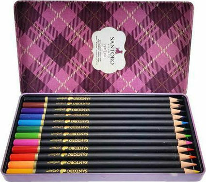 Santoro Gorjuss Set de creioane colorate în cutie Cireș Metalic 12buc Pachet de 1 ambalaje