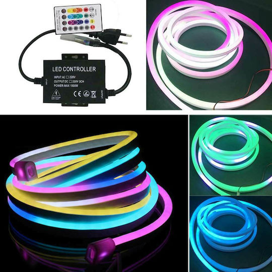 Astralux Wasserdicht LED-Streifen 220V RGB Licht 3m Neon Flex mit Netzteil