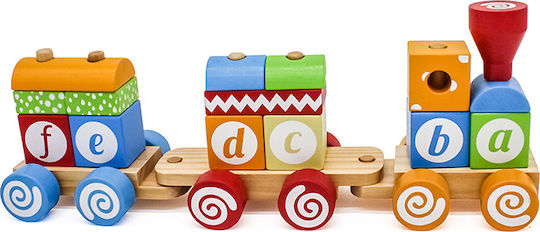 Eva Toys Vehicle Educational Pull-Along Train ABC Train made of Wood for 24++ Months