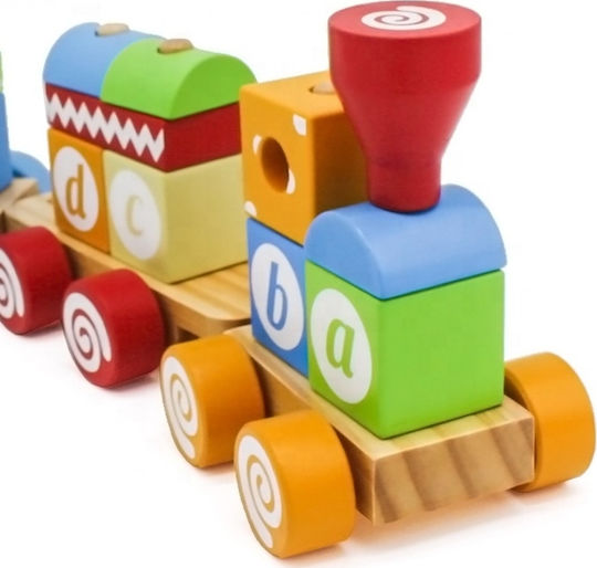 Eva Toys Vehicle Educational Pull-Along Train ABC Train made of Wood for 24++ Months