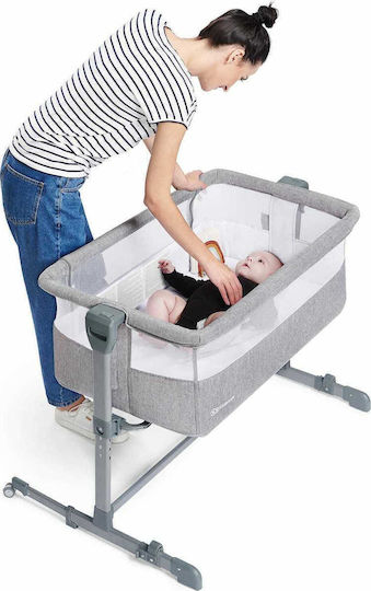 Kinderkraft Люлка Neste Air с Матрак, Странично Отваряне и Колела Сив