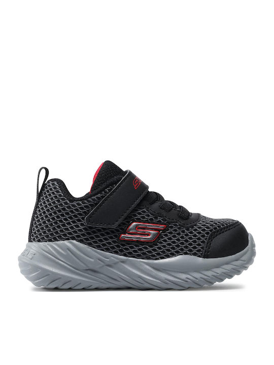 Nitro Sprint Krodon Kids Sports Shoes Running with Hoop & Loop Closure Black