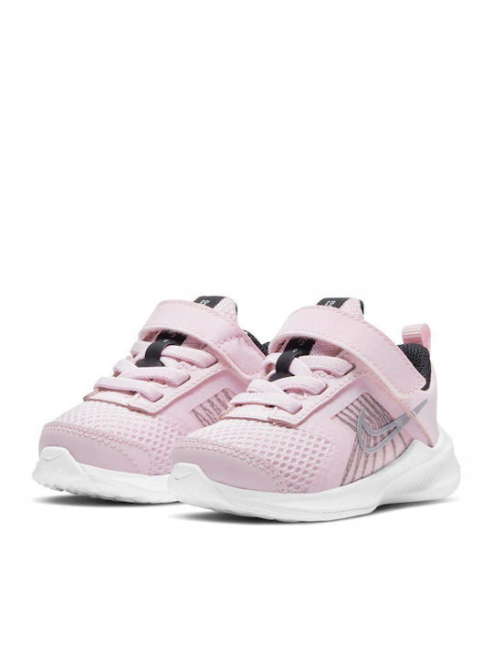 Downshifter Downshifter 11 Kids Sports Shoes Running with Hoop & Loop Closure Pink Foam / Metallic Silver / Black / White