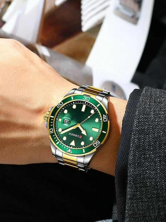 Curren Ανδρικό Ρολόι 46mm Μπαταρίας με Μεταλλικό Μπρασελέ