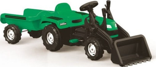 Kids Foot-to-Floor Excavator with Trailer & Pedal Green