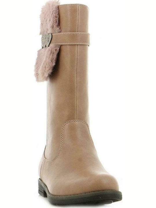 Lederne Kinderstiefel mit Reißverschluss Rosa