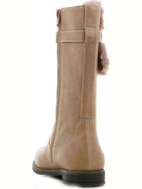 Lederne Kinderstiefel mit Reißverschluss Rosa