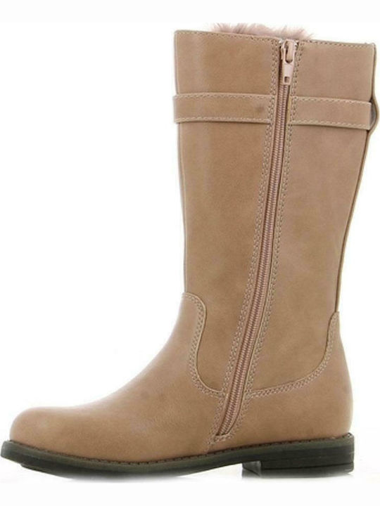 Lederne Kinderstiefel mit Reißverschluss Rosa