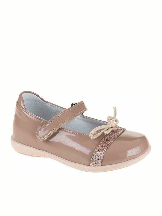 Kozee Kids Anatomic Patent Leather Ballerinas with Hoop & Loop Closure Pink