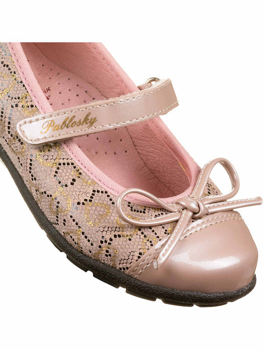 Kids Ballerinas with Hoop & Loop Closure Beige