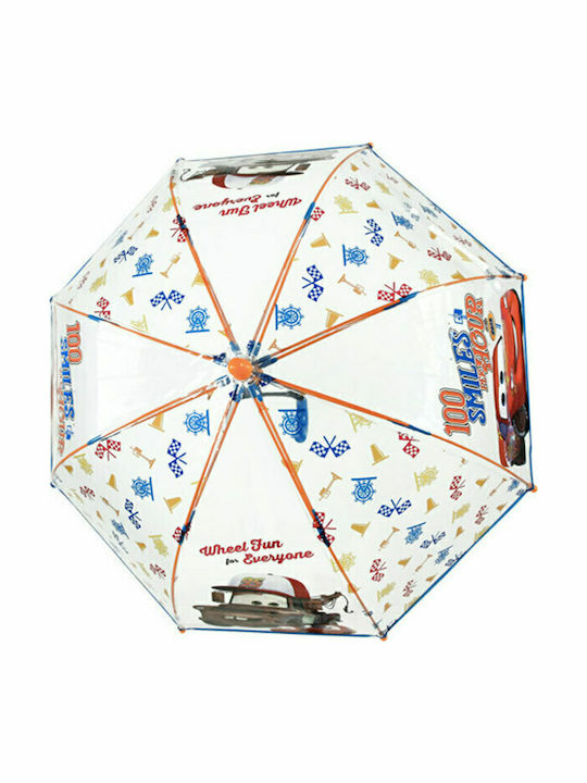 Perletti Kids Curved Handle Umbrella Cars Transparent