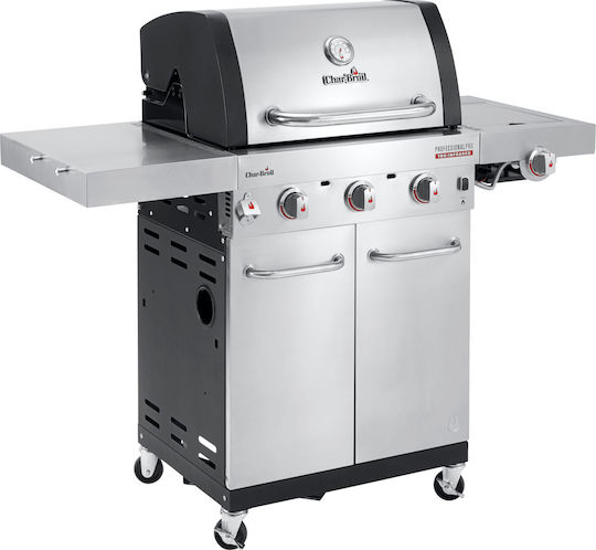 Char-Broil Professional PRO S 3 Ψησταριά Υγραερίου Μαντεμένιας Σχάρας 61.5x44.5εκ. με 3 Εστίες 7.48kW και Πλαϊνό Μάτι 3.52kW