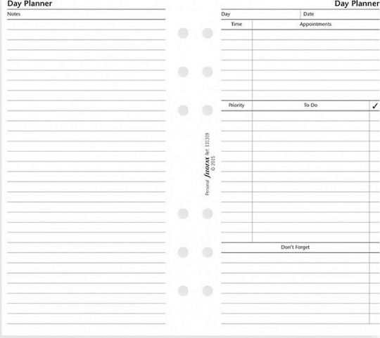 Filofax Personal Day Rezerve A6 Cu dungi Alb