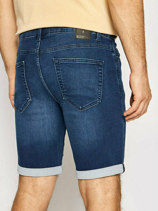 Only & Sons Pantaloni scurți bărbați Jeans Albastru