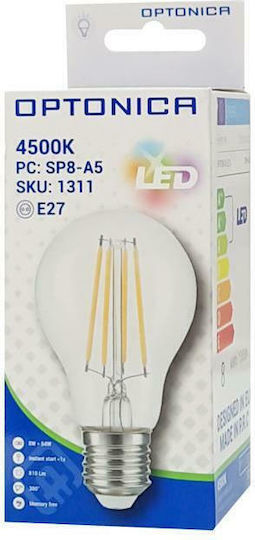 Optonica Λάμπα LED 8W 105mm για Ντουί E27 και Σχήμα A60 Φυσικό Λευκό 810lm