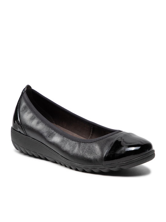 Caprice Leather Women's Ballerina Shoes In Black Colour