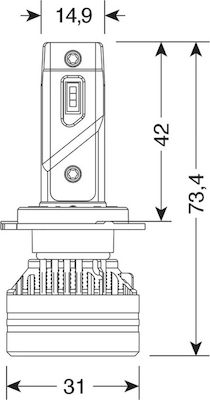 Lampa Lămpi Autoturismului Compact Ultra Power H7 LED 6500K Alb rece 9-32V 90W 2buc