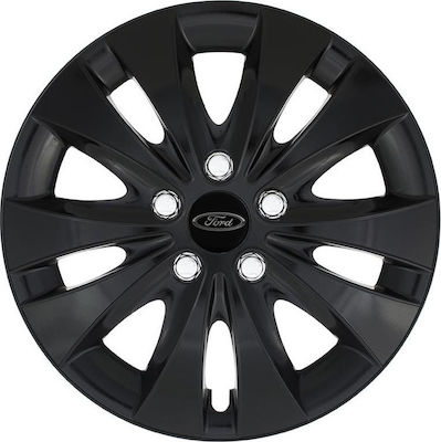 Jestic Car Hubcap Set Storm X with Ford Emblem 15" 4pcs Black