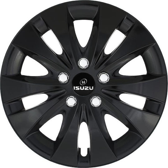 Jestic Car Hubcap Set Storm X with Isuzu Emblem 15" 4pcs Black
