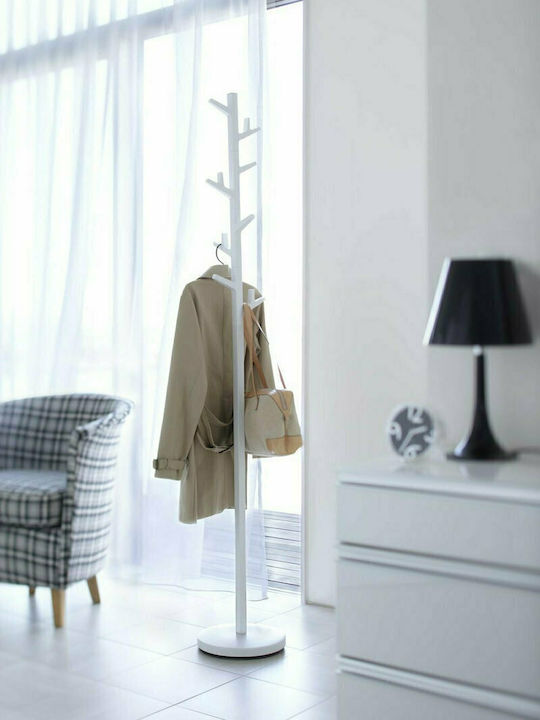 Yamazaki Branch Freestanding Coat Rack Metallic Λευκός Περιστρεφόμενος 28x28x176cm