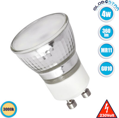GloboStar Λάμπα LED για Ντουί GU10 και Σχήμα MR11 Θερμό Λευκό 360lm