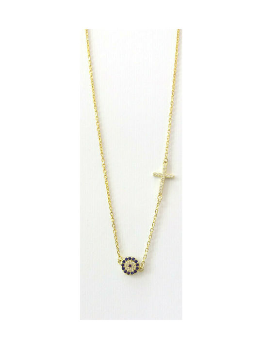 Prince Silvero Necklace Eye from Gold Plated Silver with Zircon