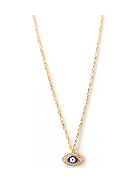 Prince Silvero Necklace Eye from Gold Plated Silver with Zircon