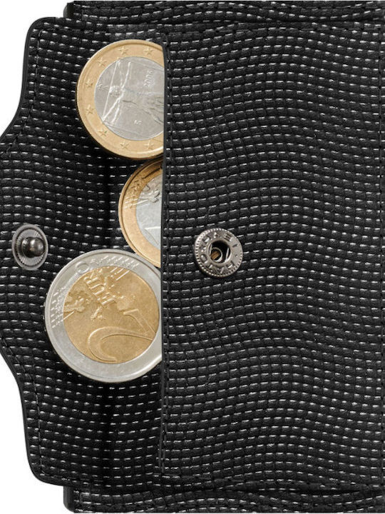 Click & Slide Δερμάτινο Ανδρικό Πορτοφόλι Καρτών με RFID και Μηχανισμό Slide Μαύρο