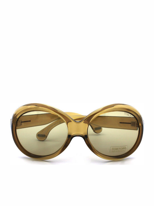 Tom Ford Emanuella Women's Sunglasses with Yellow Plastic Frame and Green Lens TF67 614