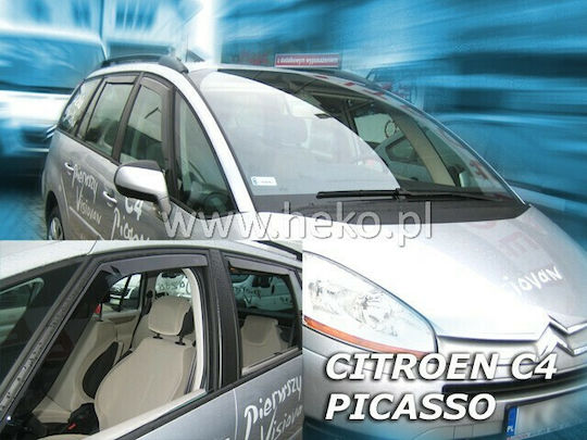 Heko Set of Windbreakers Front and Rear Car Dark Fime for Citroen C4 Picasso 4pcs