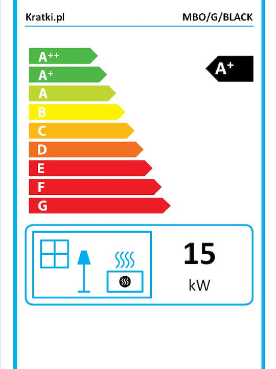 Kratki MBO G Kaminofen Holz Warmluft 15kW Gerade mit Schiebetür Schwarz