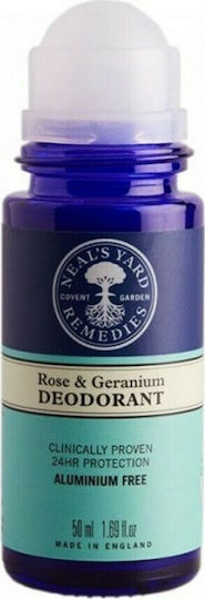 Neal's Yard Remedies Rose & Geranium Deodorant Roll-On Aluminium Free 50ml