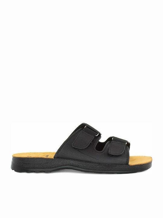 Pyramis T-128L Men's Leather Sandals Black