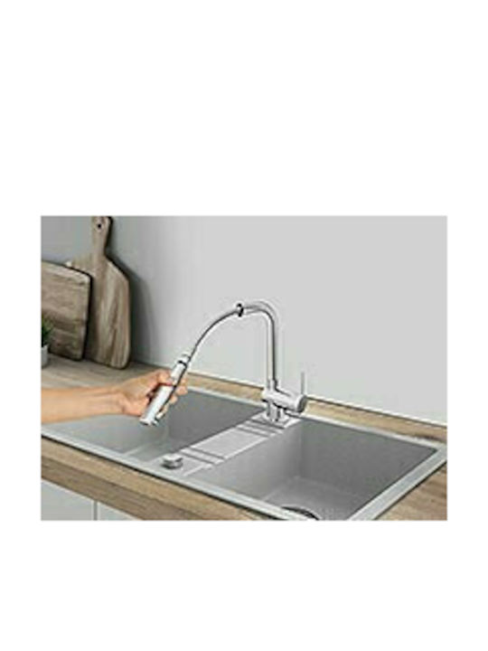 Ferro Toledo Tall Kitchen Faucet Counter with Shower Silver