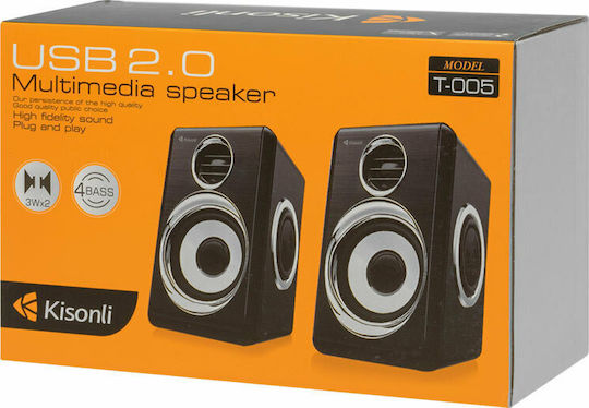 Kisonli T-005 2.0 Speakers 3W Black