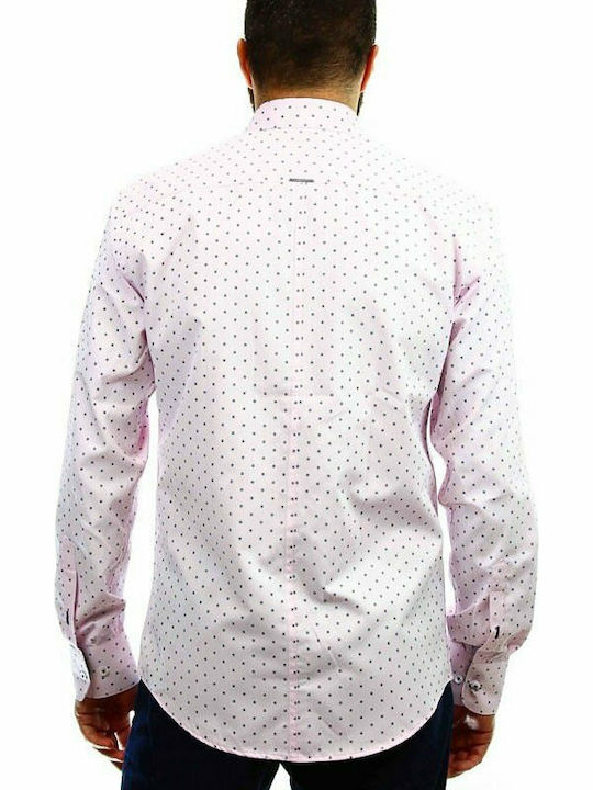 Vittorio Artist Men's Shirt Long Sleeve Cotton Polka Dot Pink