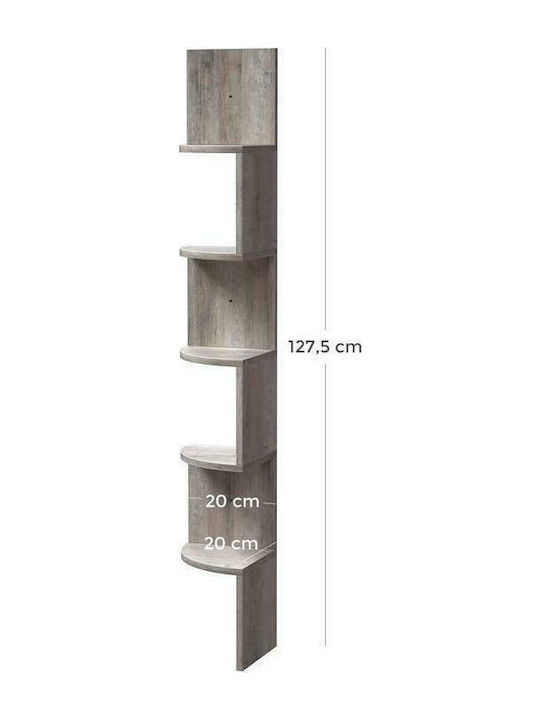 Corner Shelf Wall Grey 20x20x127.5cm