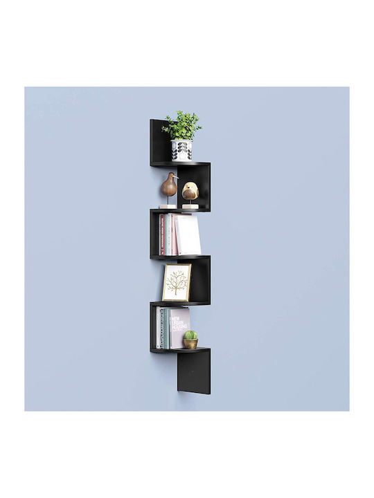 Corner Shelf Wall Black Velvet-Black Metal 20x20x127.5cm