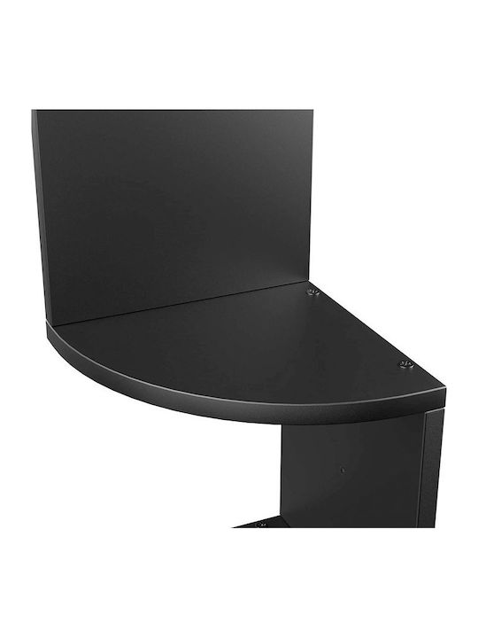 Corner Shelf Wall Black Velvet-Black Metal 20x20x127.5cm